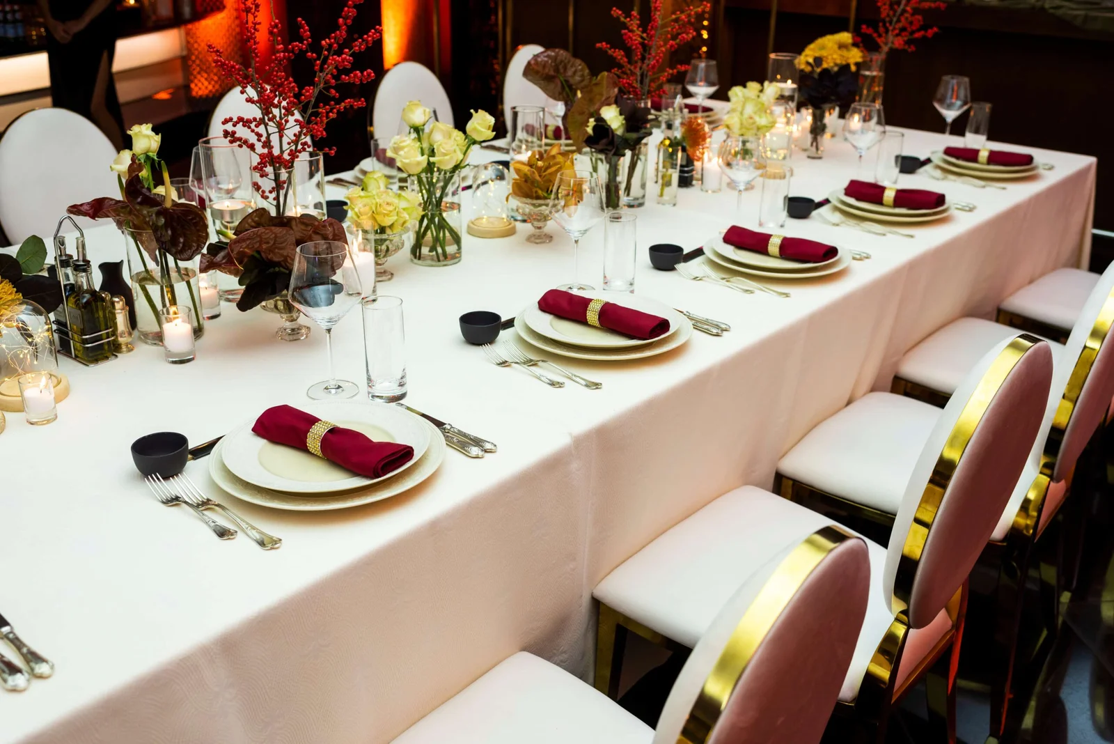 Elegant dinner table styled for a SYSY Services event